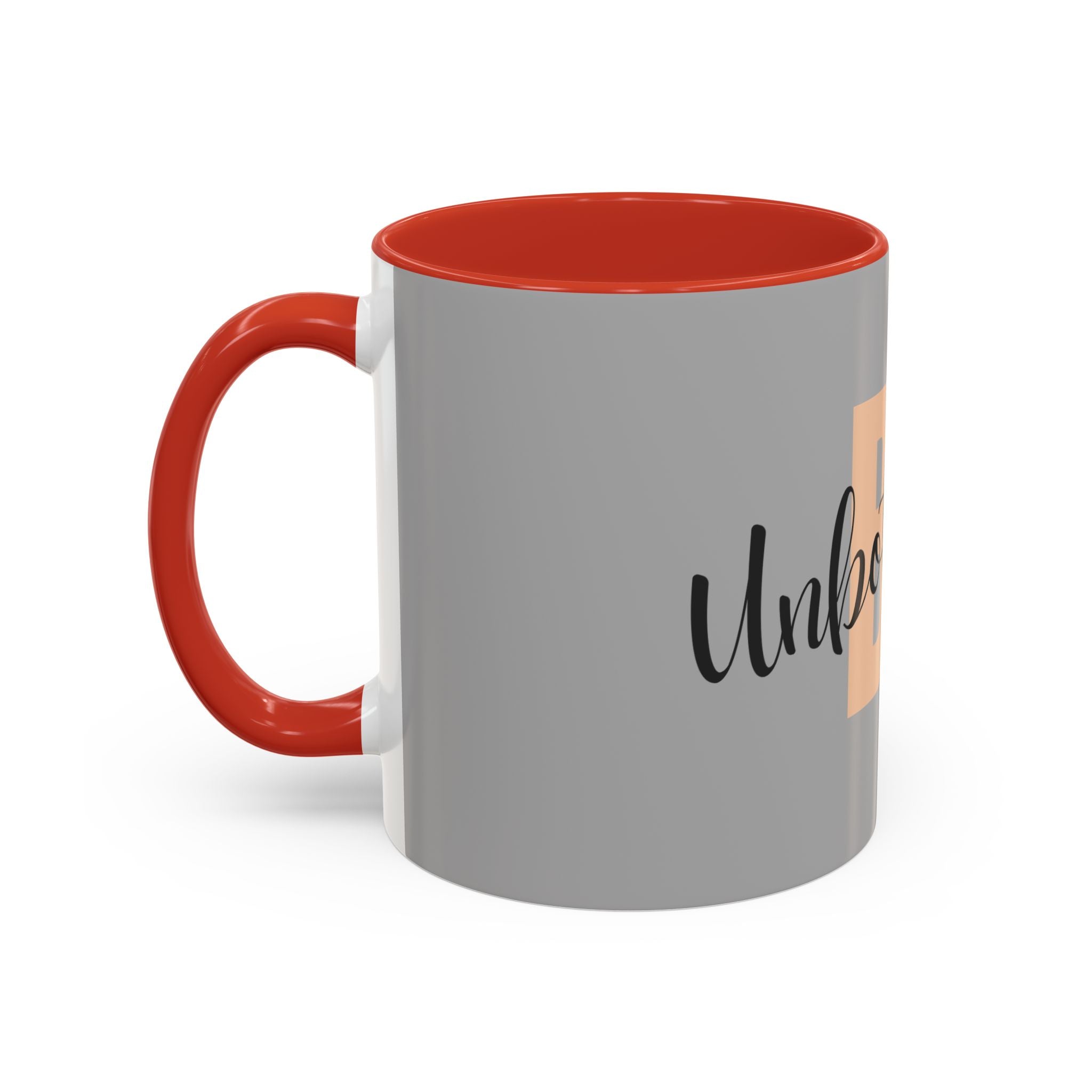 Be Unbothered Accent Coffee Mug — Motivational Grey & Peach Ceramic Mug (11/15oz)