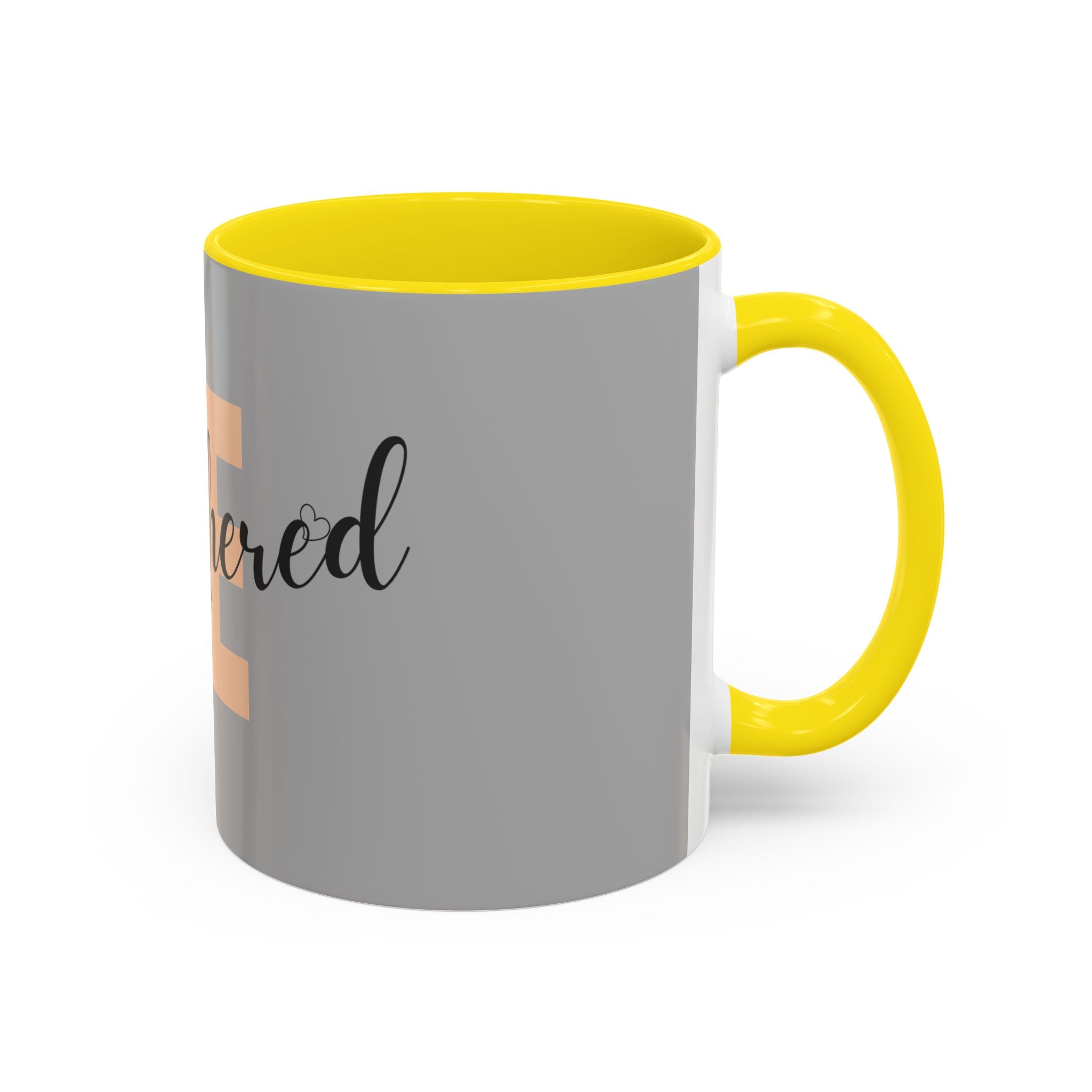 Be Unbothered Accent Coffee Mug — Motivational Grey & Peach Ceramic Mug (11/15oz)