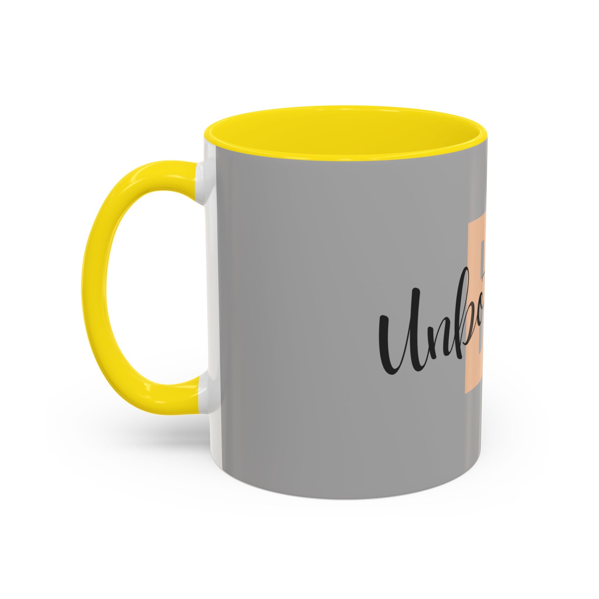 Be Unbothered Accent Coffee Mug — Motivational Grey & Peach Ceramic Mug (11/15oz)