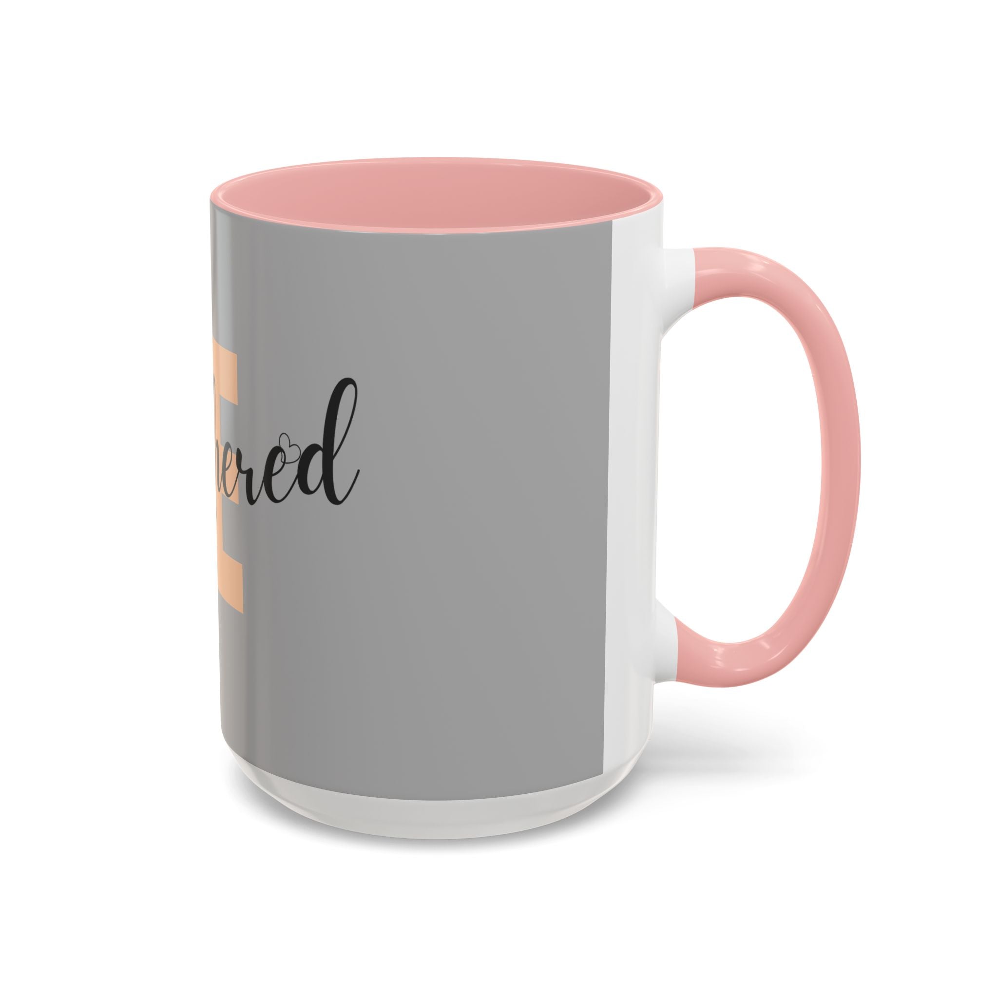 Be Unbothered Accent Coffee Mug — Motivational Grey & Peach Ceramic Mug (11/15oz)