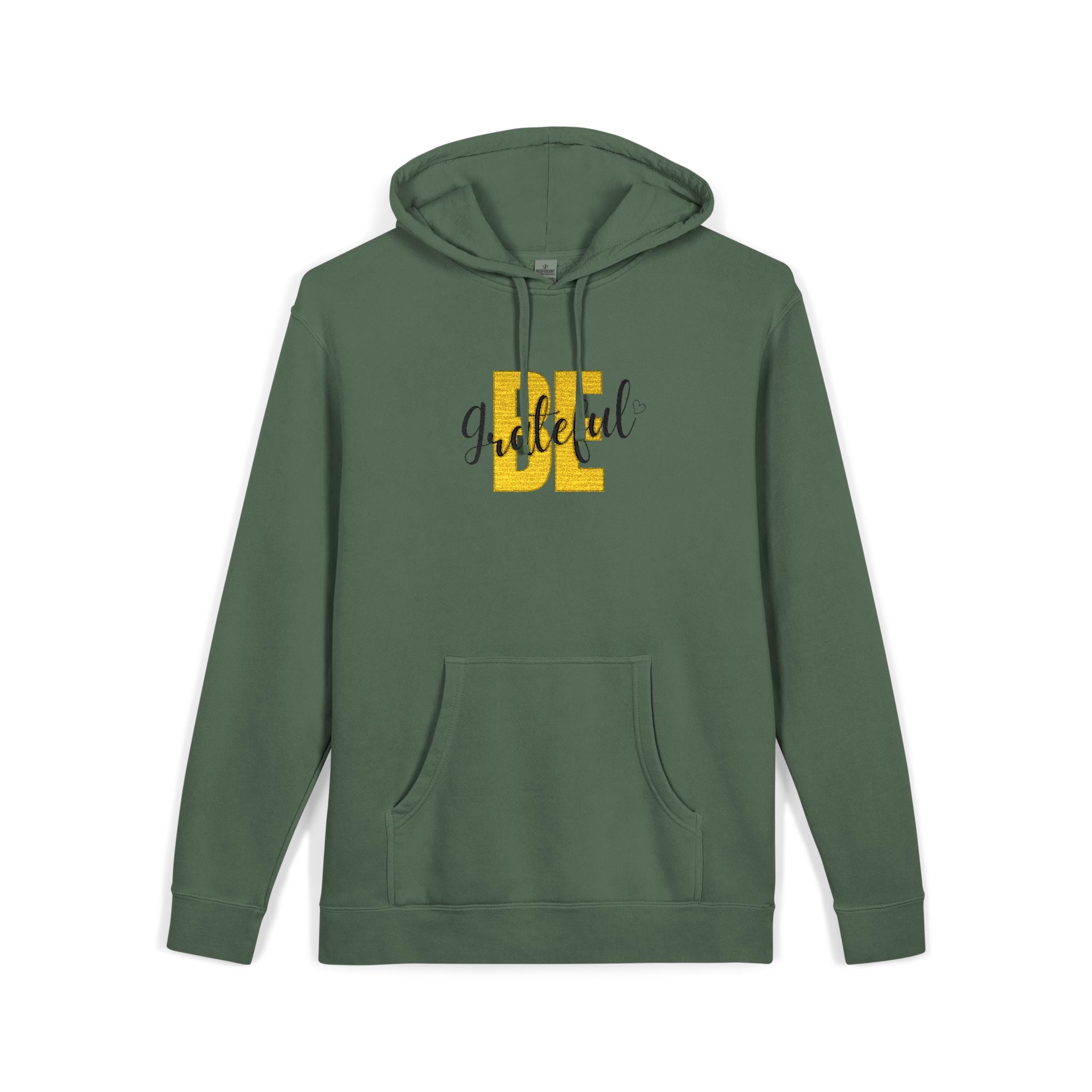 Green Pigment-Dyed Hoodie with Yellow 'OE' Distressed Logo