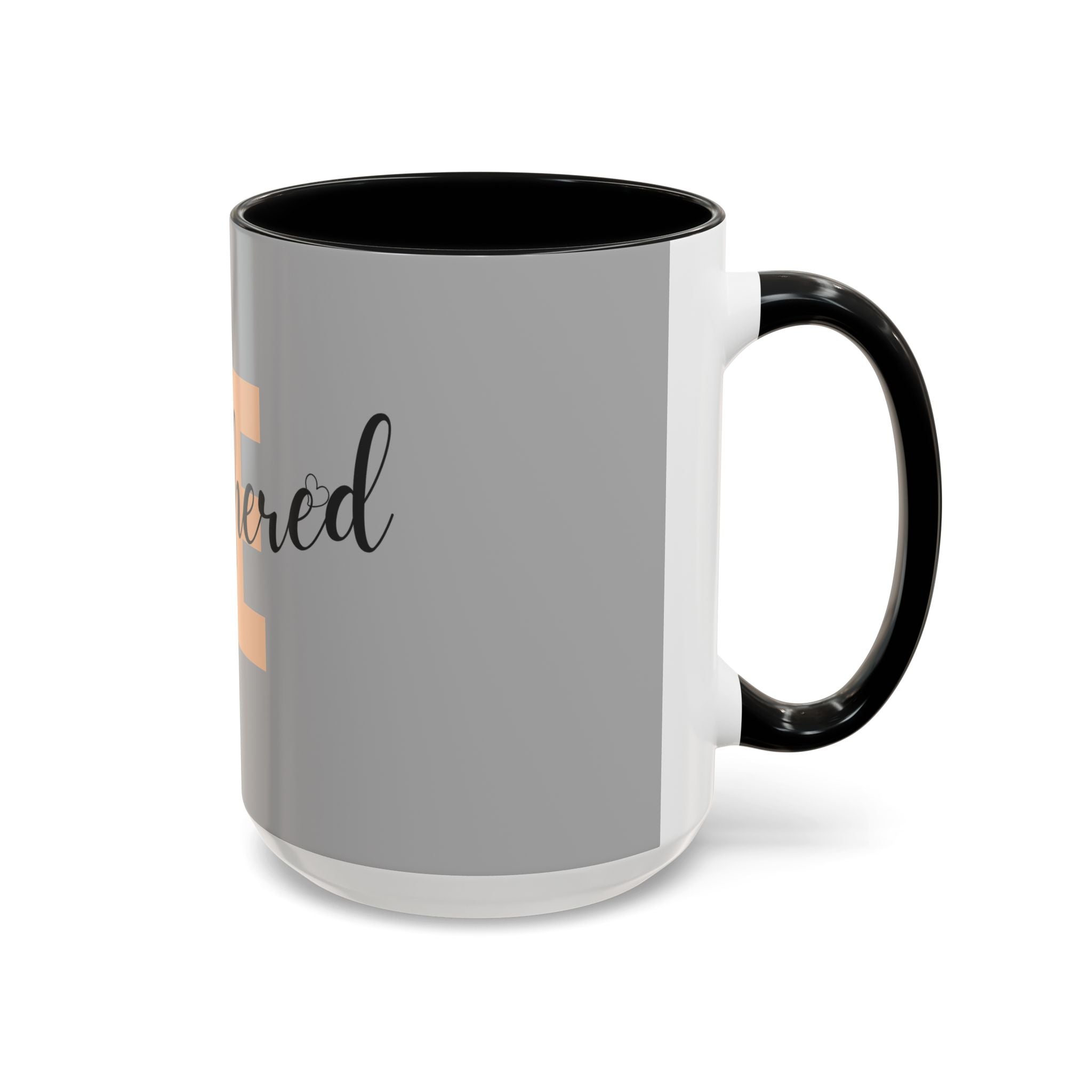 Be Unbothered Accent Coffee Mug — Motivational Grey & Peach Ceramic Mug (11/15oz)