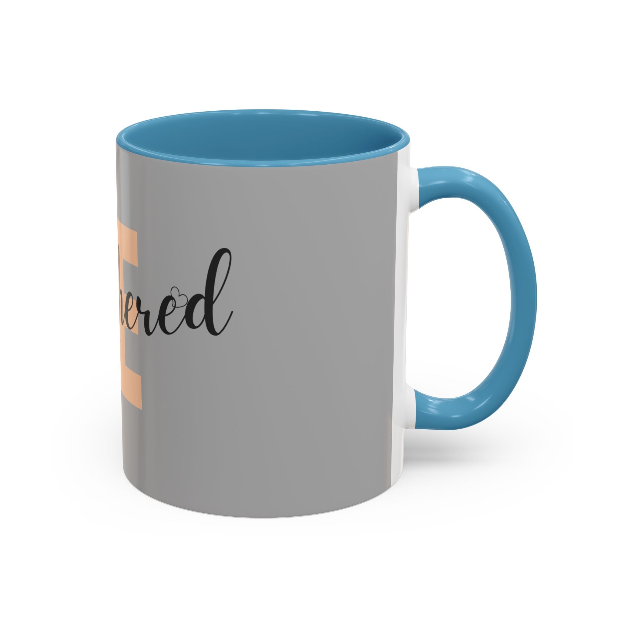 Be Unbothered Accent Coffee Mug — Motivational Grey & Peach Ceramic Mug (11/15oz)