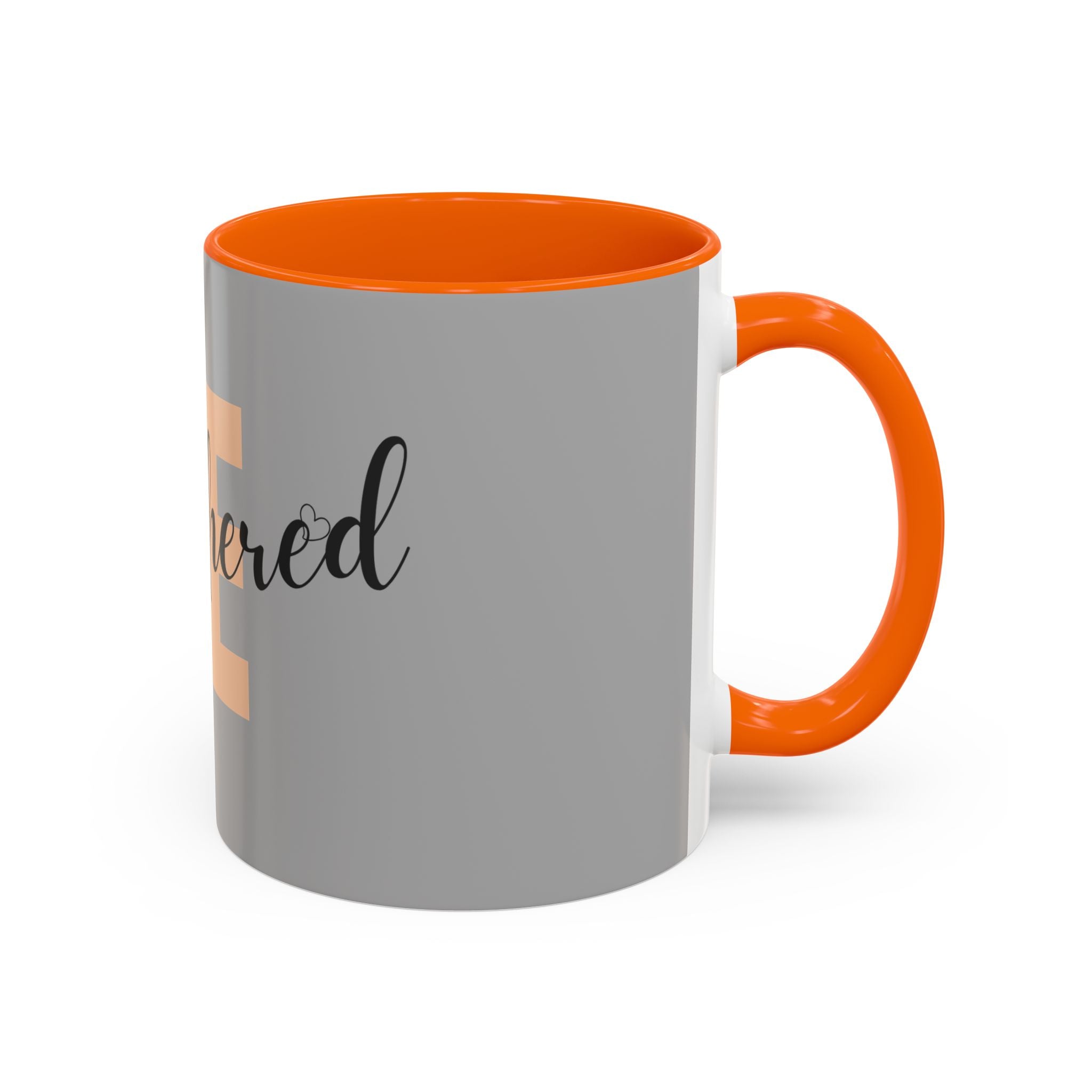 Be Unbothered Accent Coffee Mug — Motivational Grey & Peach Ceramic Mug (11/15oz)