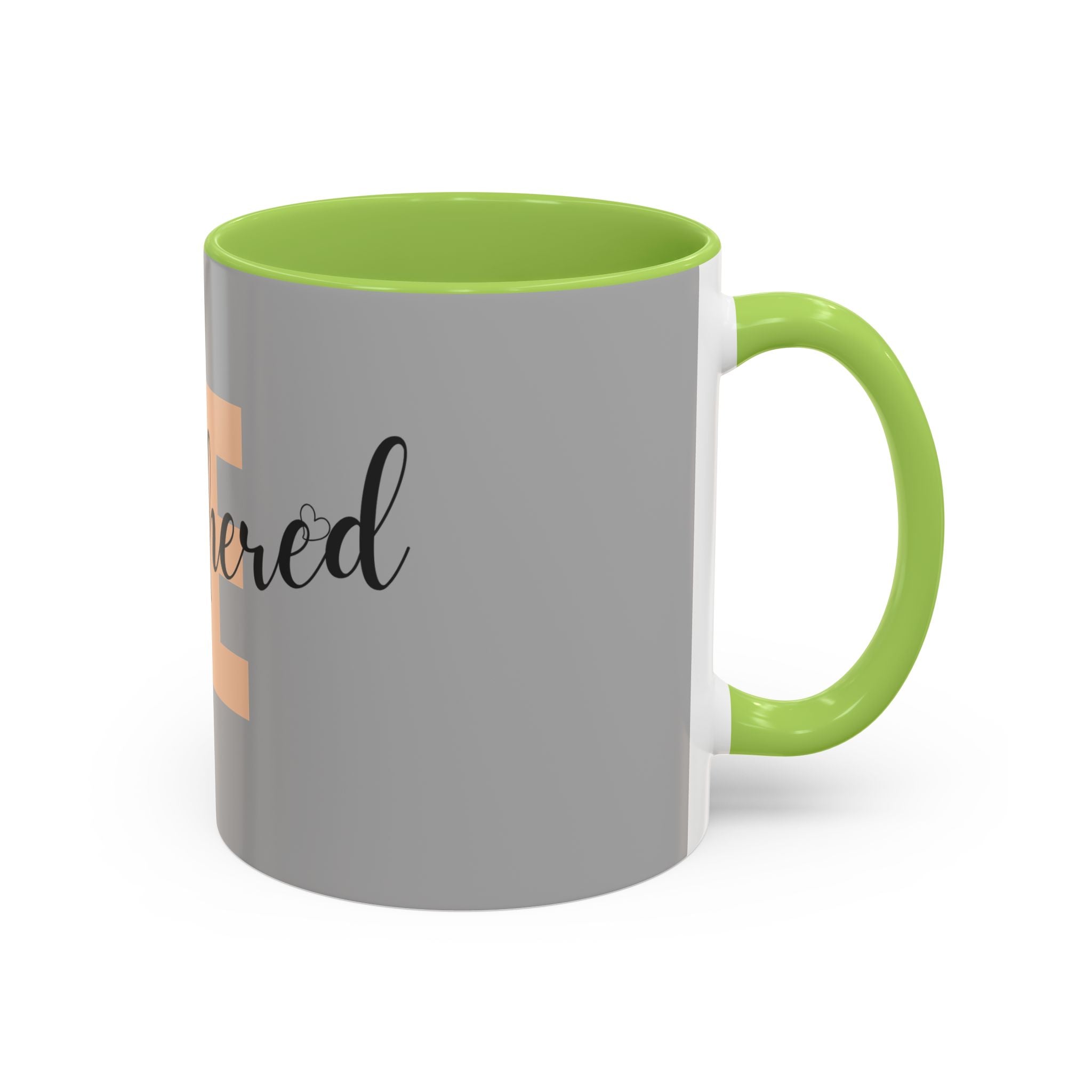 Be Unbothered Accent Coffee Mug — Motivational Grey & Peach Ceramic Mug (11/15oz)