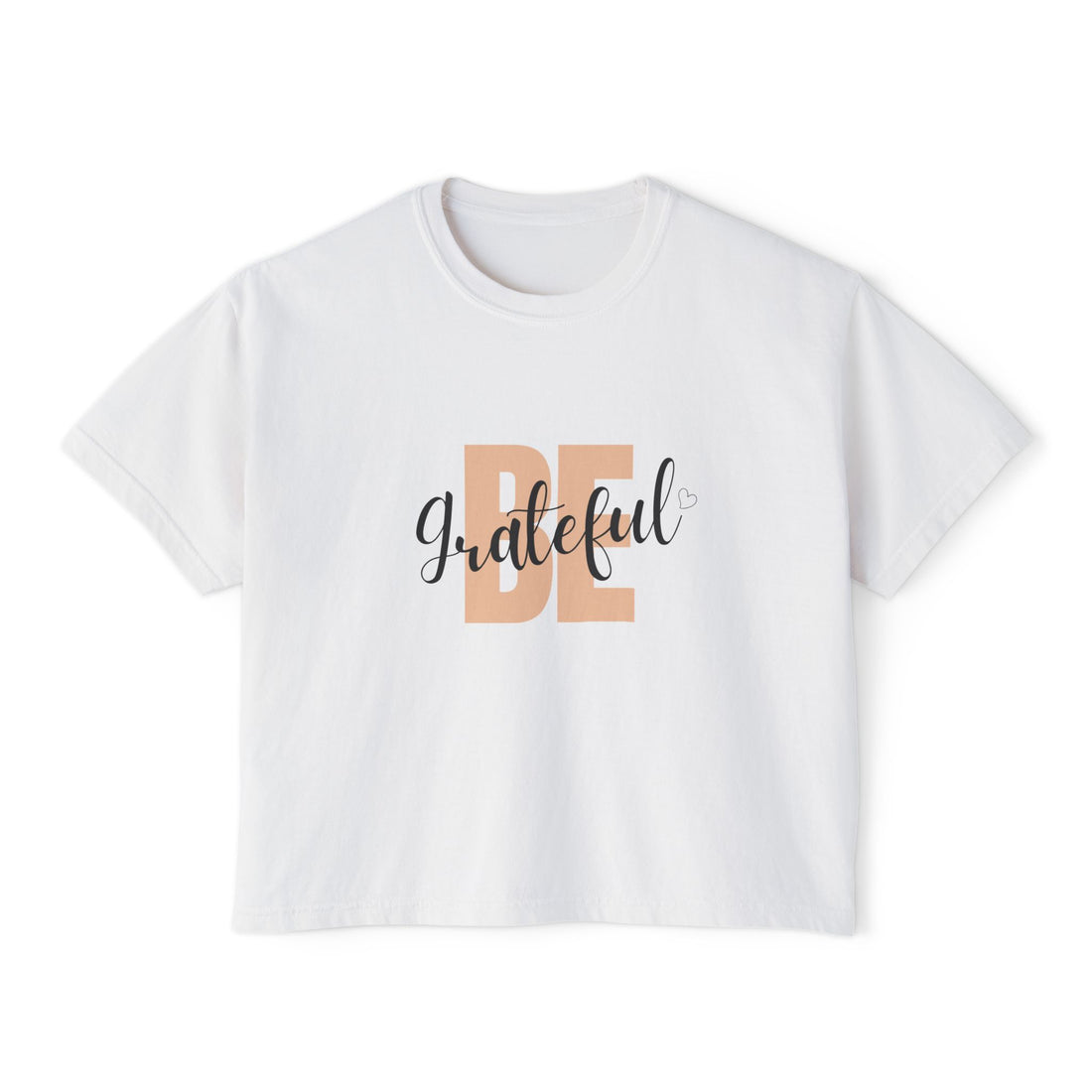 Be Grateful Boxy Tee — Inspirational Women's Graphic Tee for Thanksgiving & Everyday