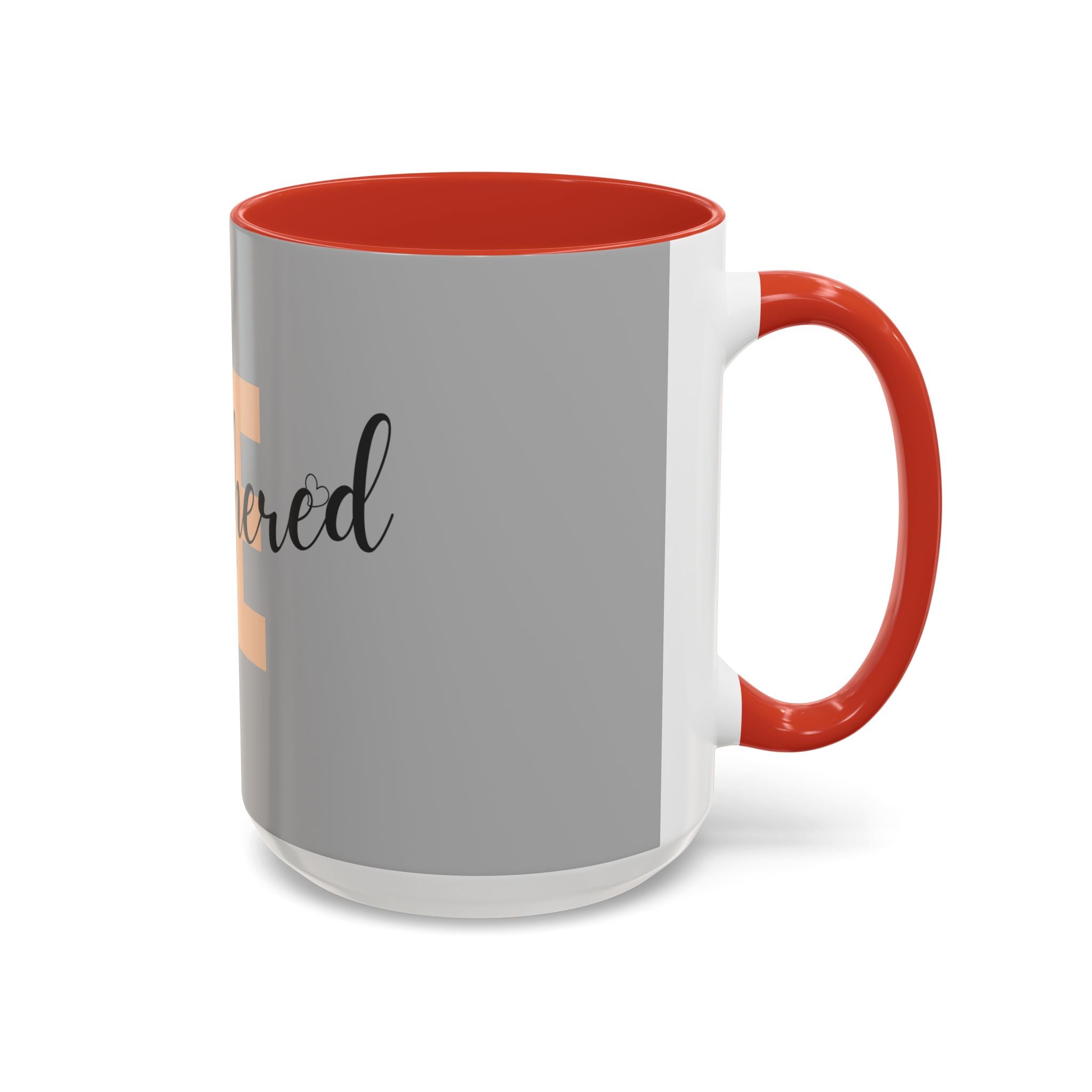 Be Unbothered Accent Coffee Mug — Motivational Grey & Peach Ceramic Mug (11/15oz)