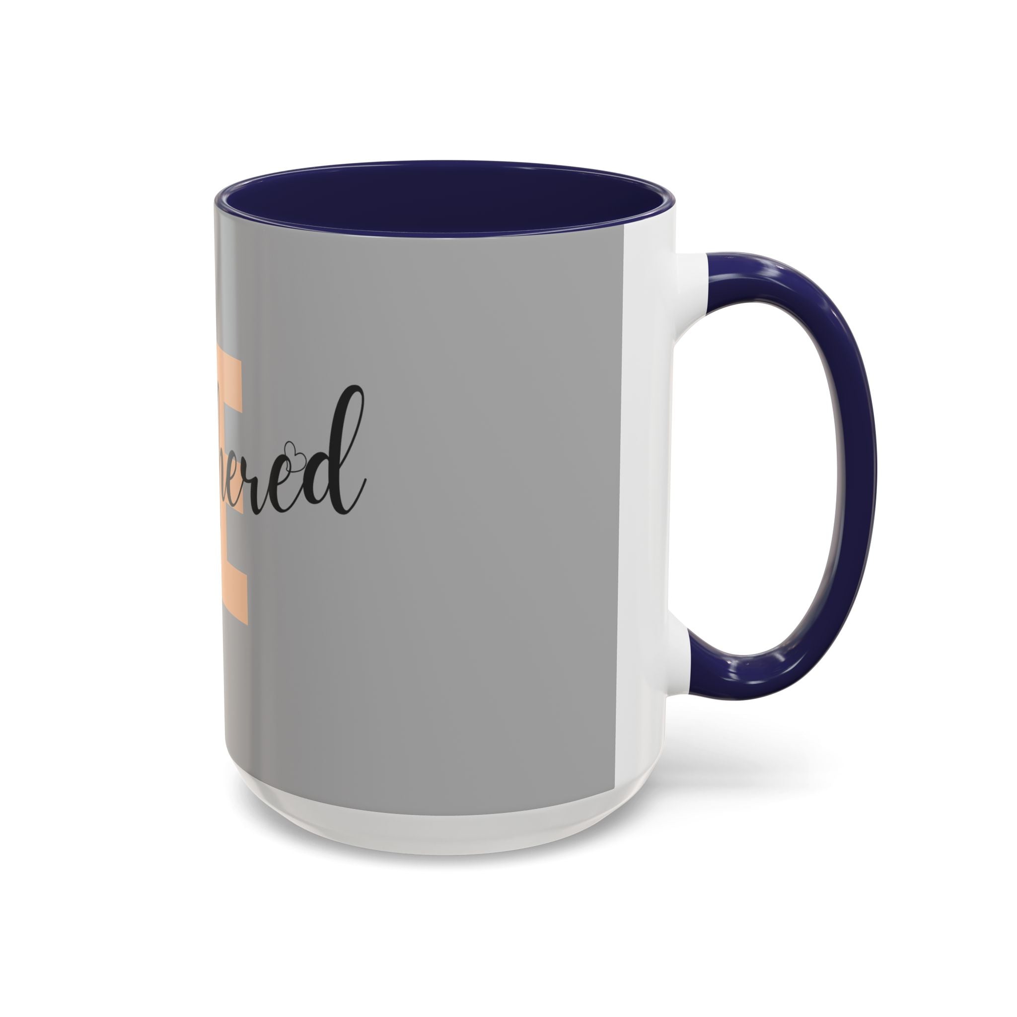 Be Unbothered Accent Coffee Mug — Motivational Grey & Peach Ceramic Mug (11/15oz)