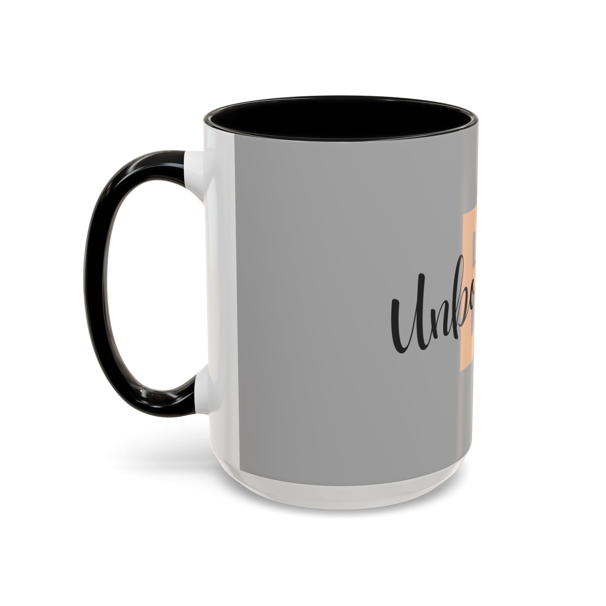 Be Unbothered Accent Coffee Mug — Motivational Grey & Peach Ceramic Mug (11/15oz)