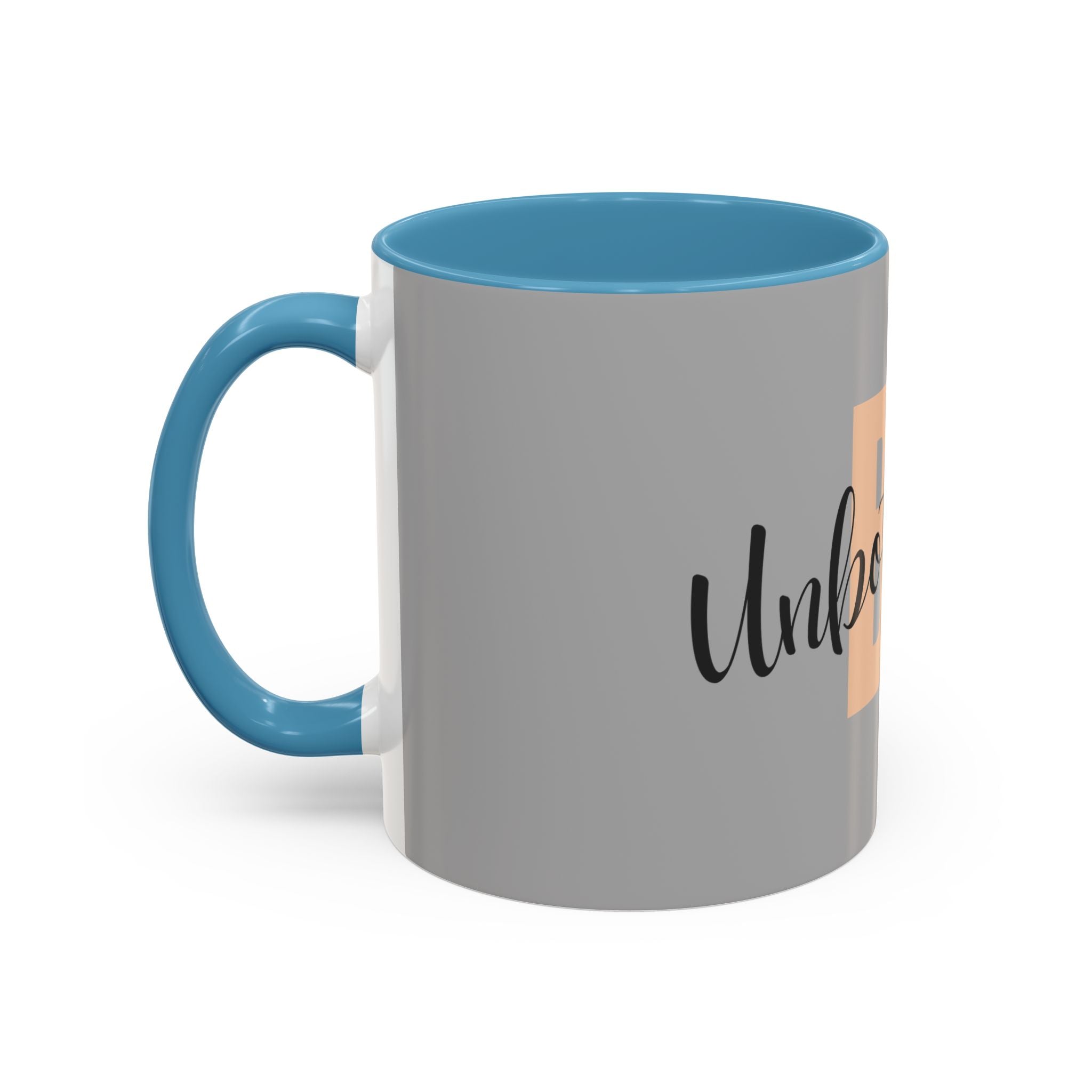 Be Unbothered Accent Coffee Mug — Motivational Grey & Peach Ceramic Mug (11/15oz)
