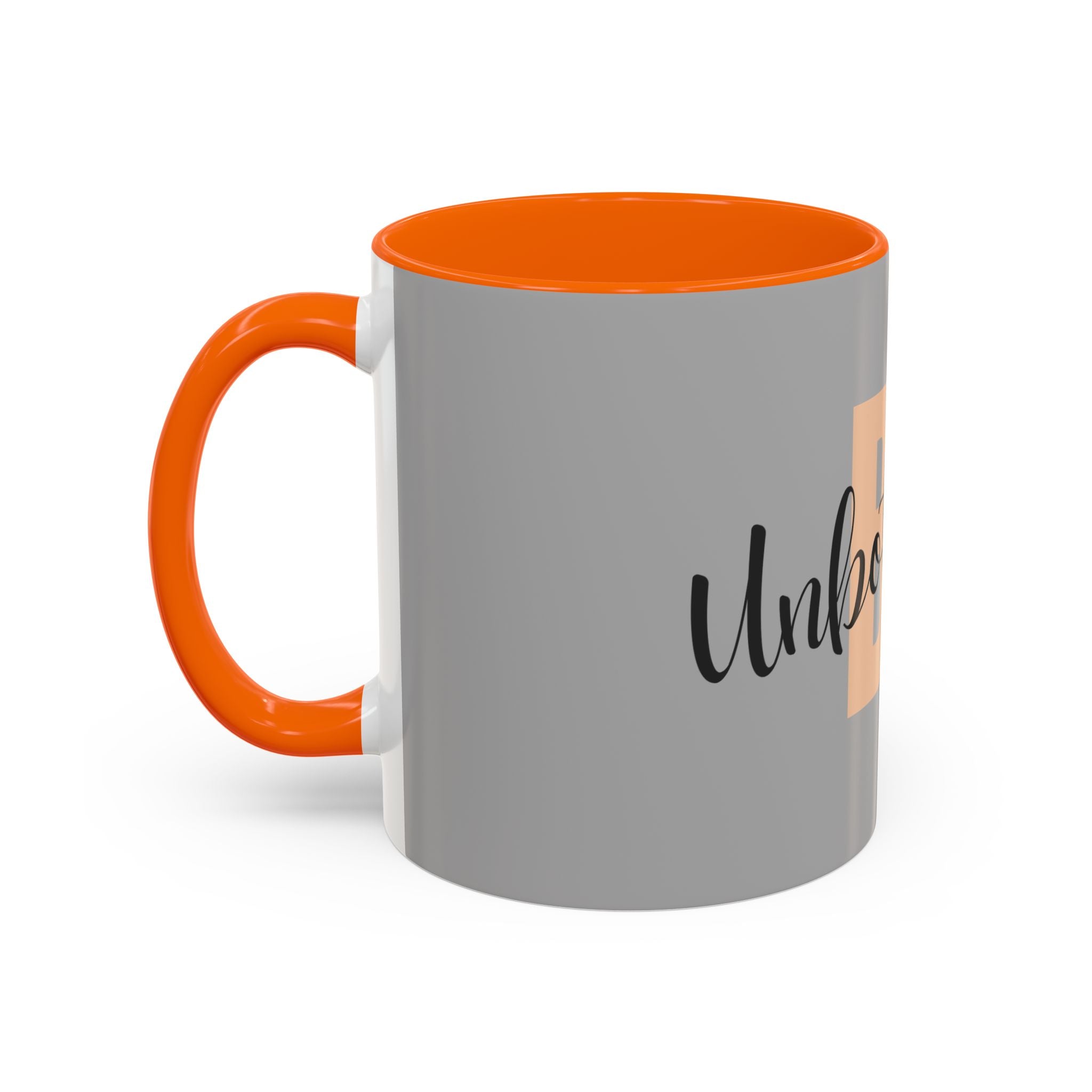 Be Unbothered Accent Coffee Mug — Motivational Grey & Peach Ceramic Mug (11/15oz)