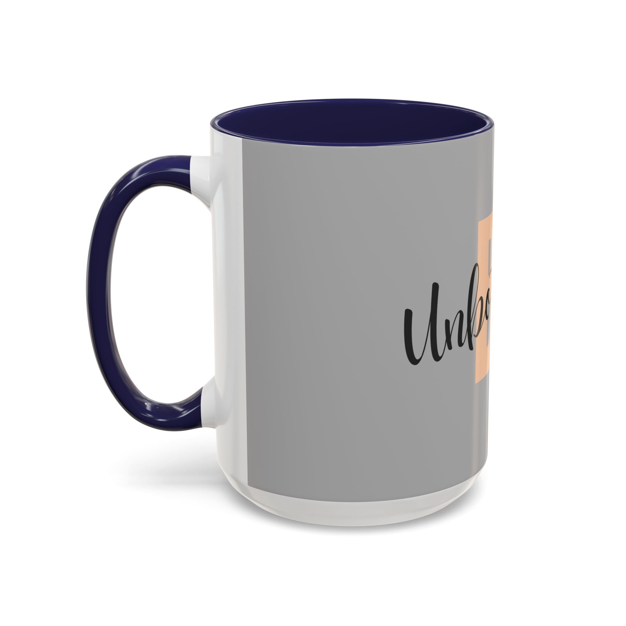 Be Unbothered Accent Coffee Mug — Motivational Grey & Peach Ceramic Mug (11/15oz)