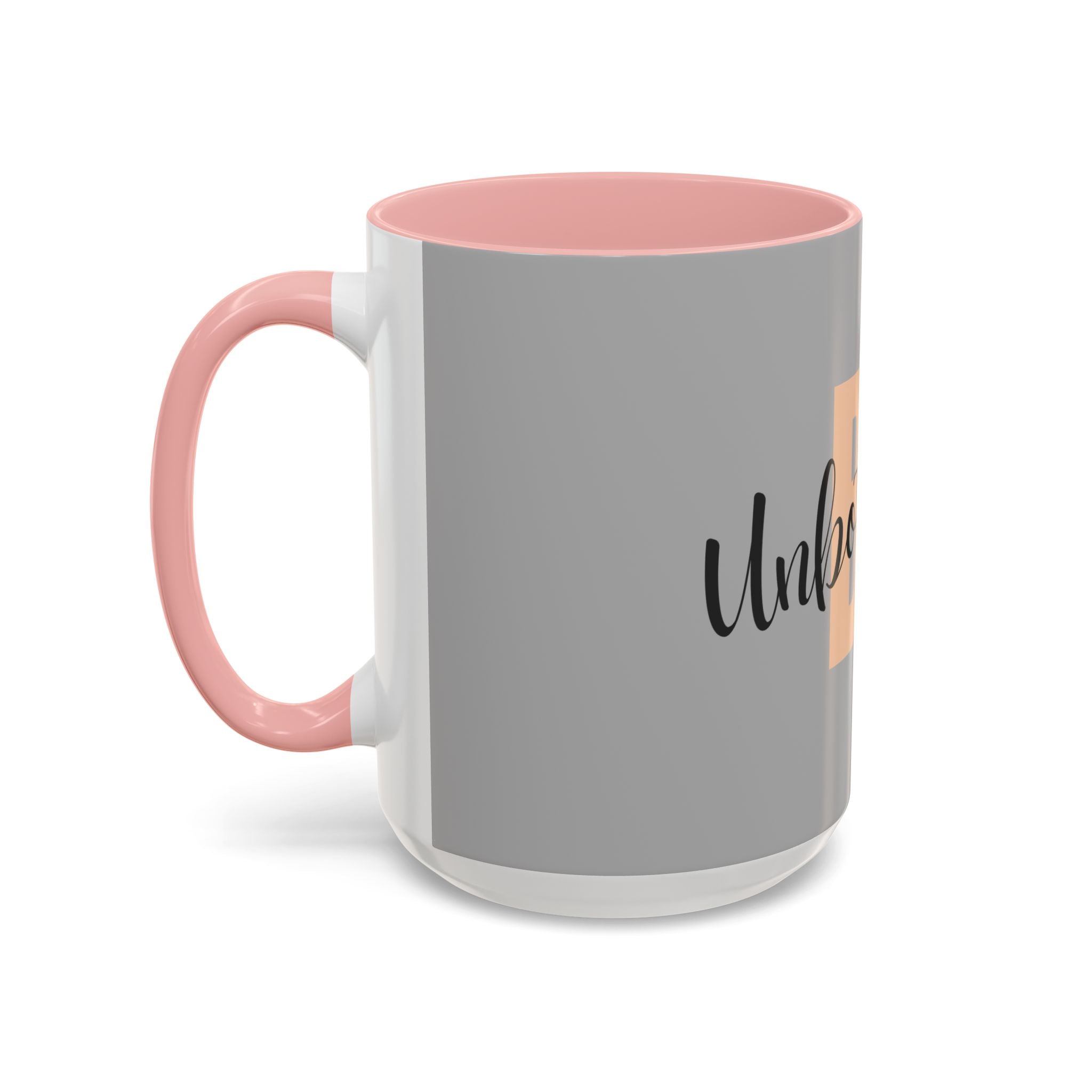 Be Unbothered Accent Coffee Mug — Motivational Grey & Peach Ceramic Mug (11/15oz)