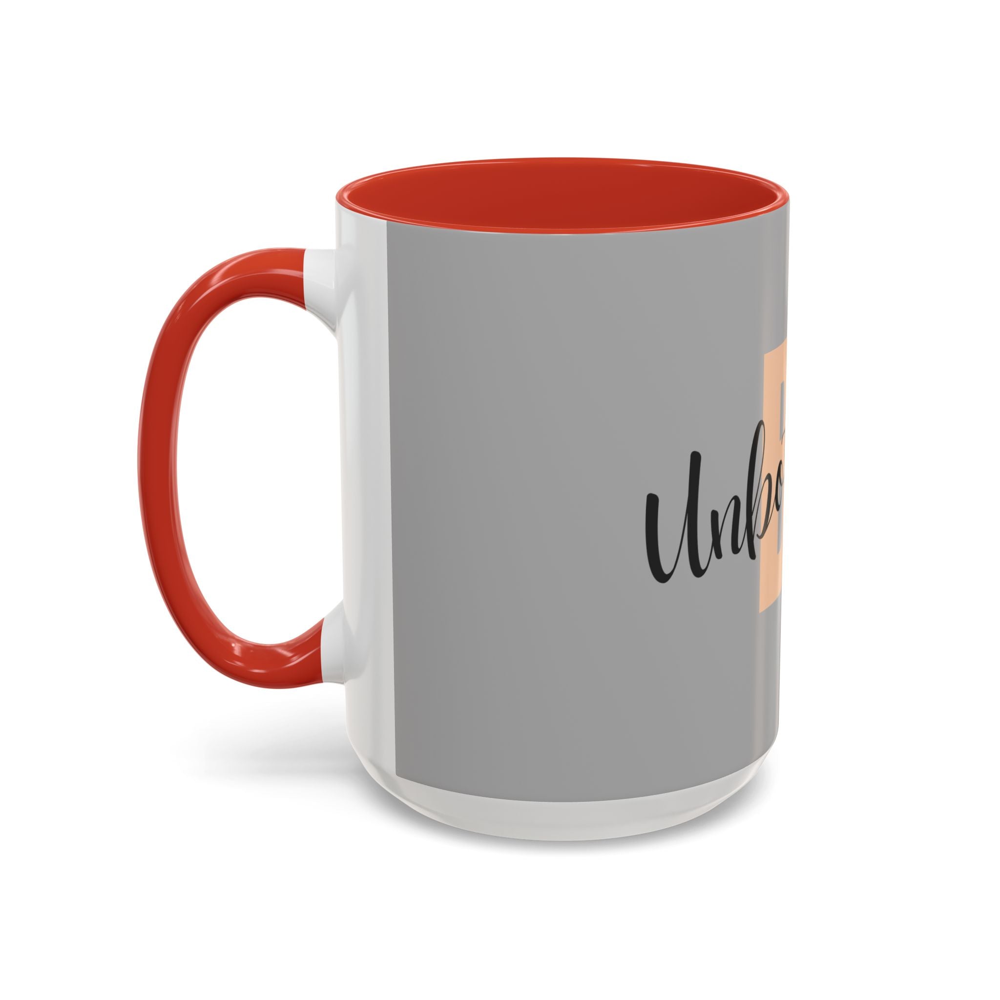 Be Unbothered Accent Coffee Mug — Motivational Grey & Peach Ceramic Mug (11/15oz)