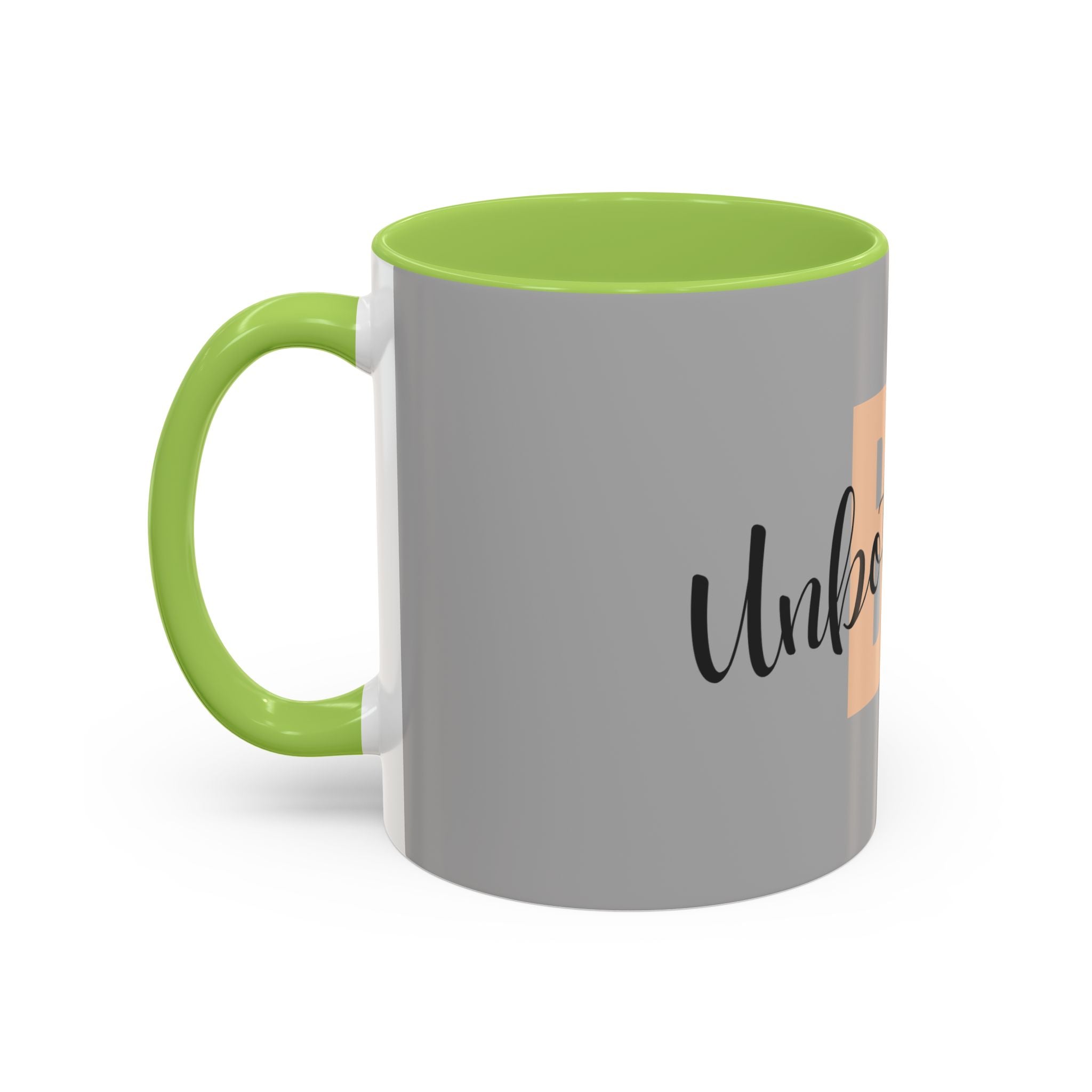Be Unbothered Accent Coffee Mug — Motivational Grey & Peach Ceramic Mug (11/15oz)