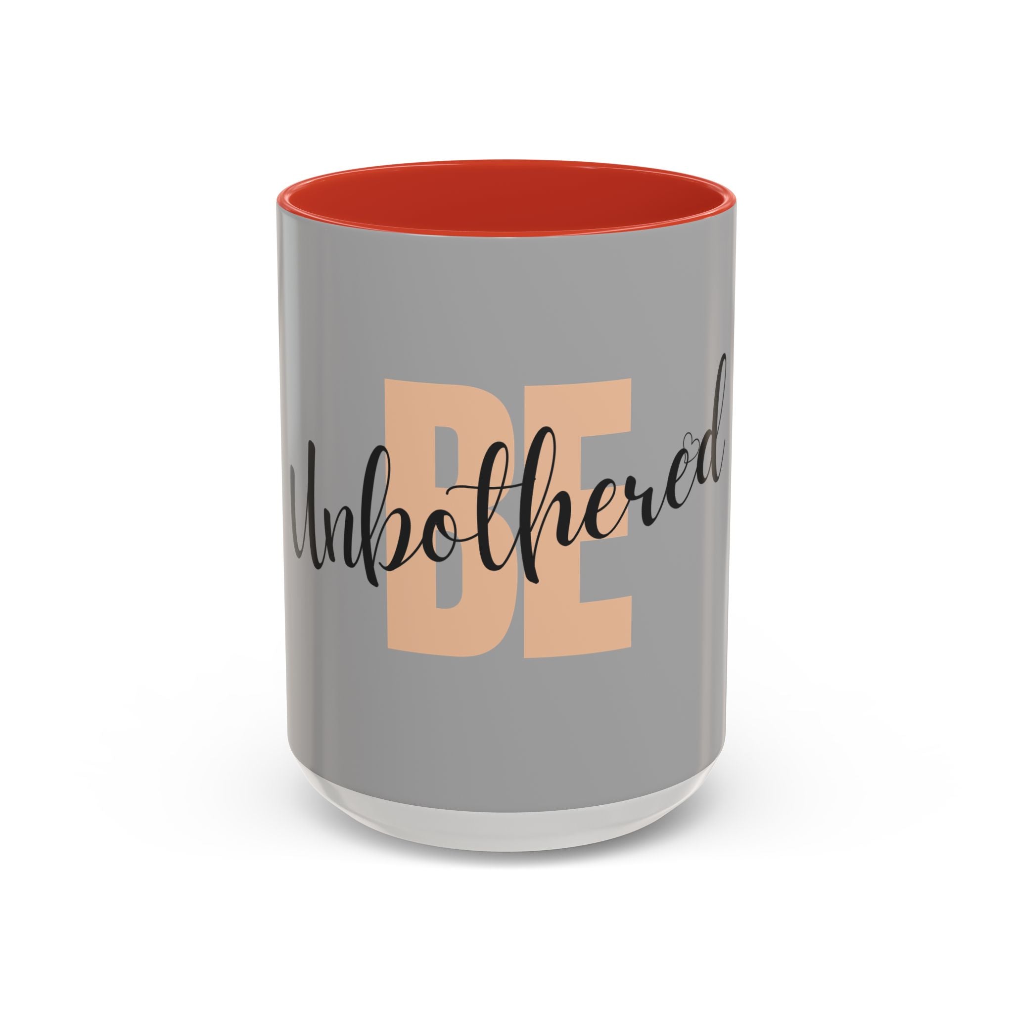 Be Unbothered Accent Coffee Mug — Motivational Grey & Peach Ceramic Mug (11/15oz)