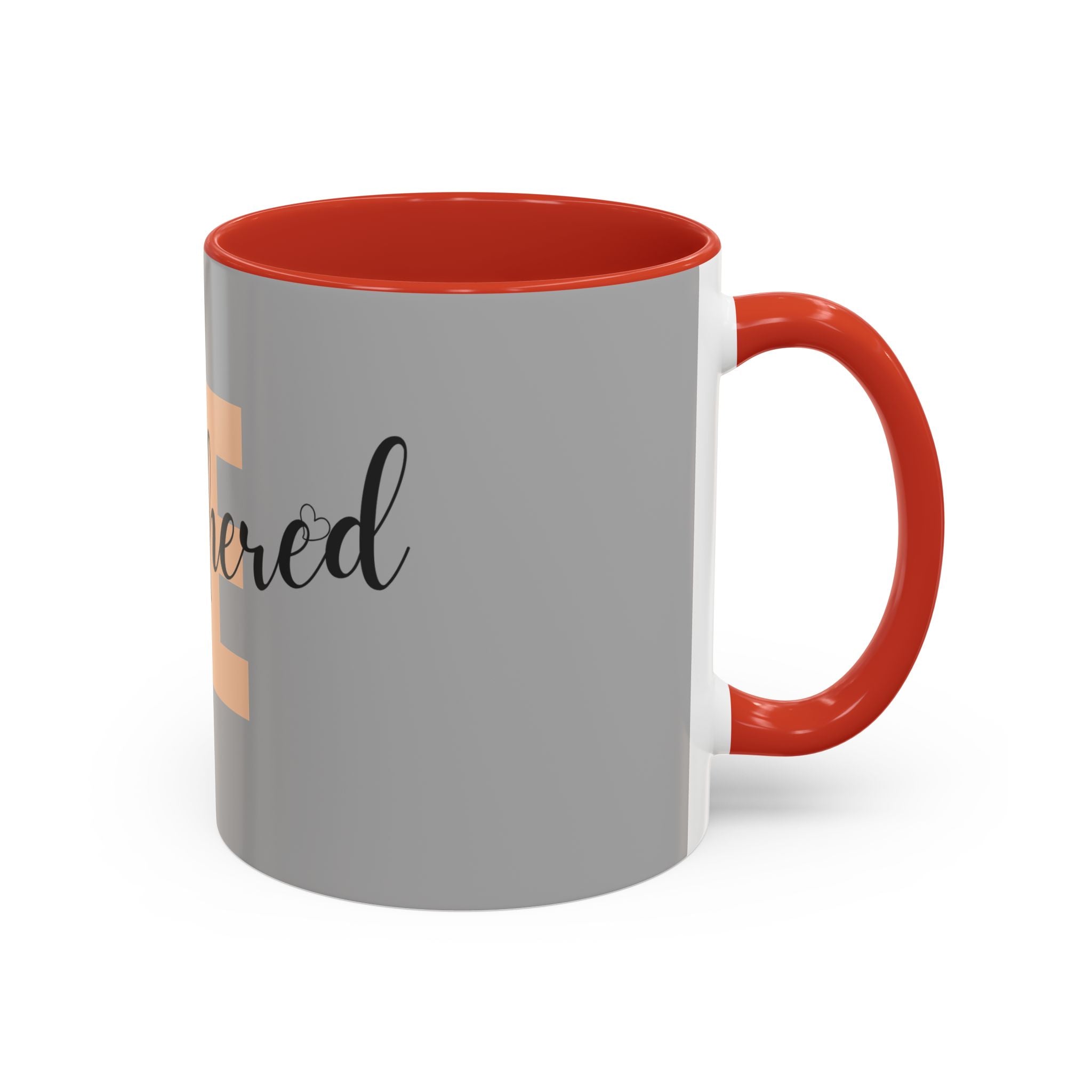 Be Unbothered Accent Coffee Mug — Motivational Grey & Peach Ceramic Mug (11/15oz)