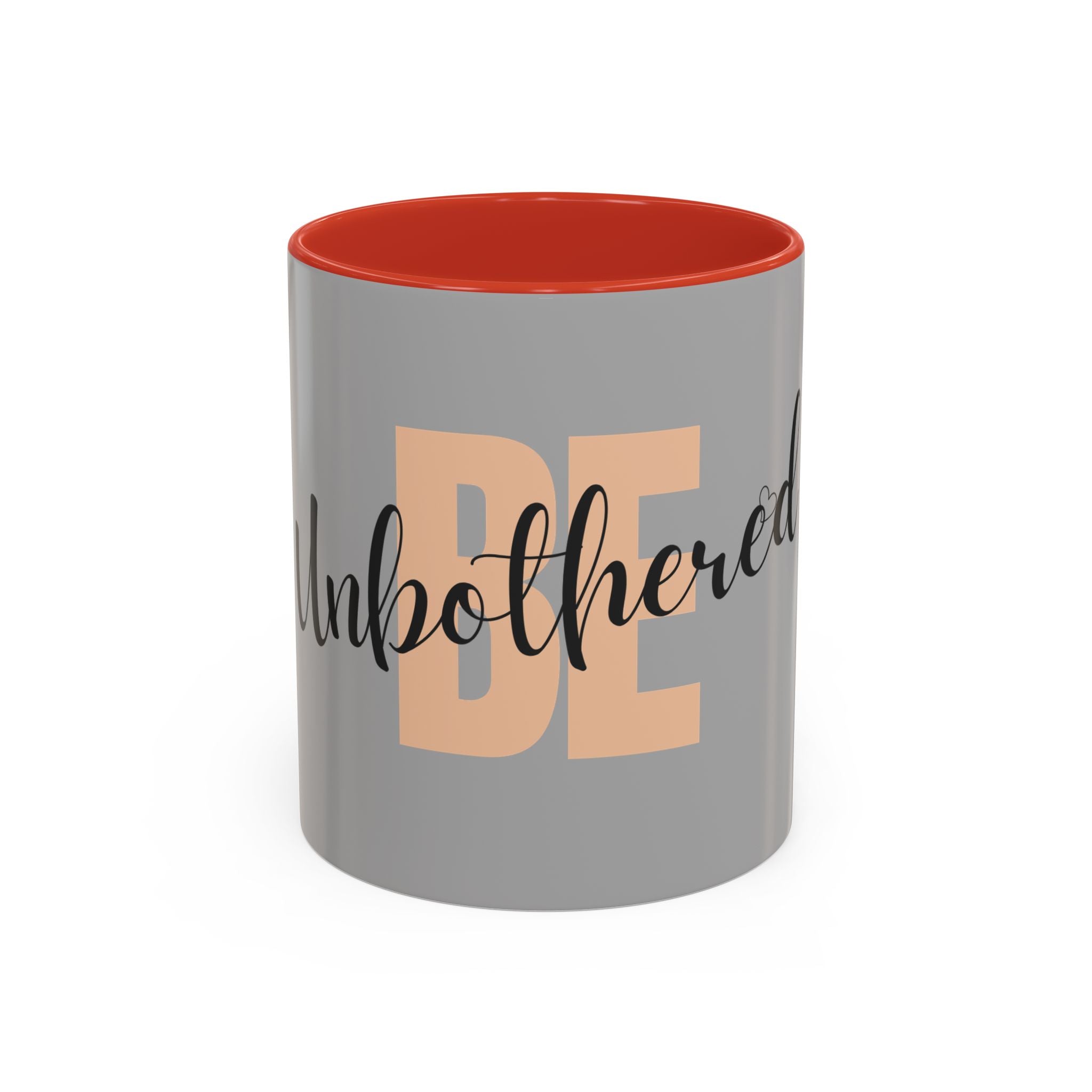 Be Unbothered Accent Coffee Mug — Motivational Grey & Peach Ceramic Mug (11/15oz)