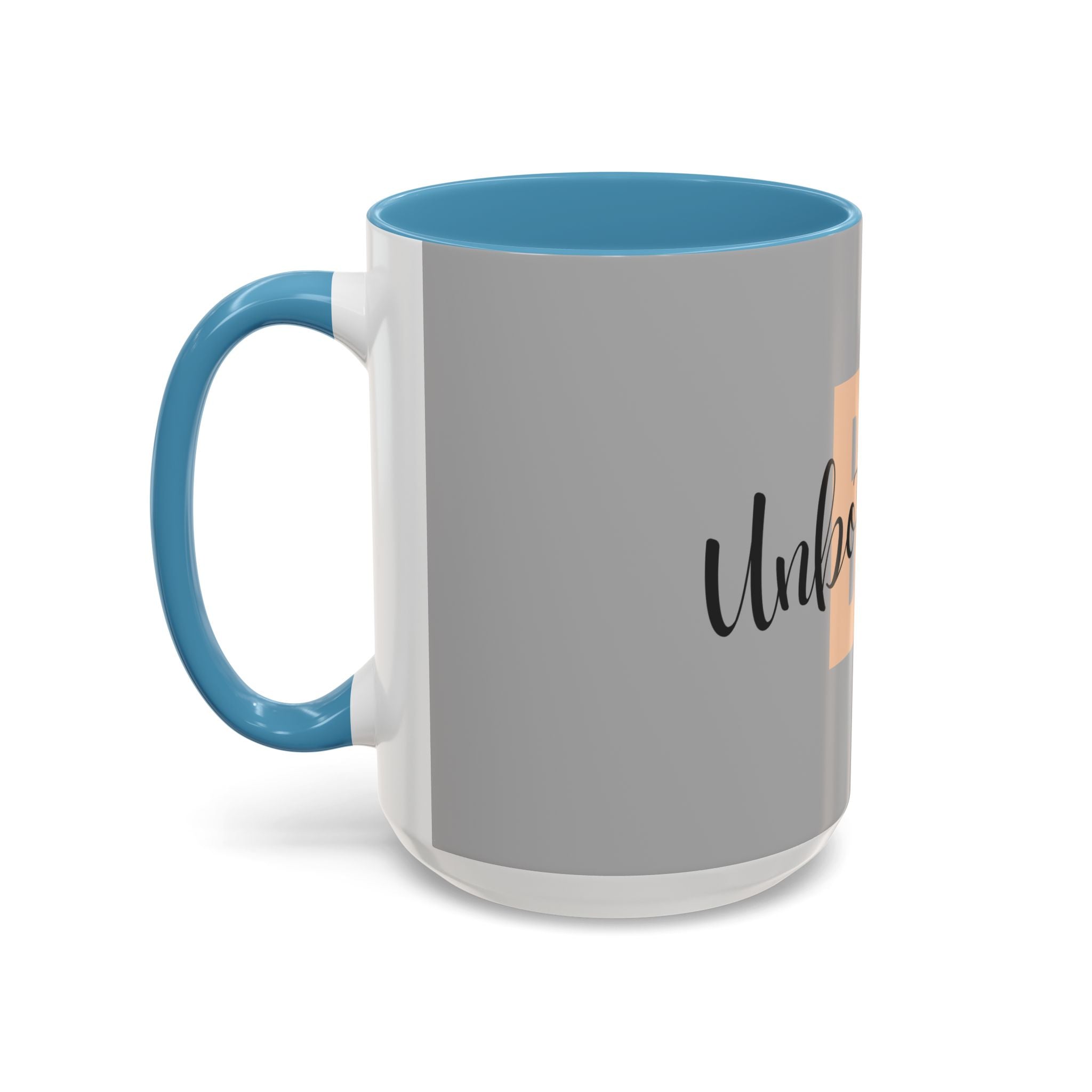 Be Unbothered Accent Coffee Mug — Motivational Grey & Peach Ceramic Mug (11/15oz)